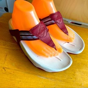 Skechers Tone Ups Sandals Womens Red WhiteWalking Toning Flip Flops Sandals SZ 9